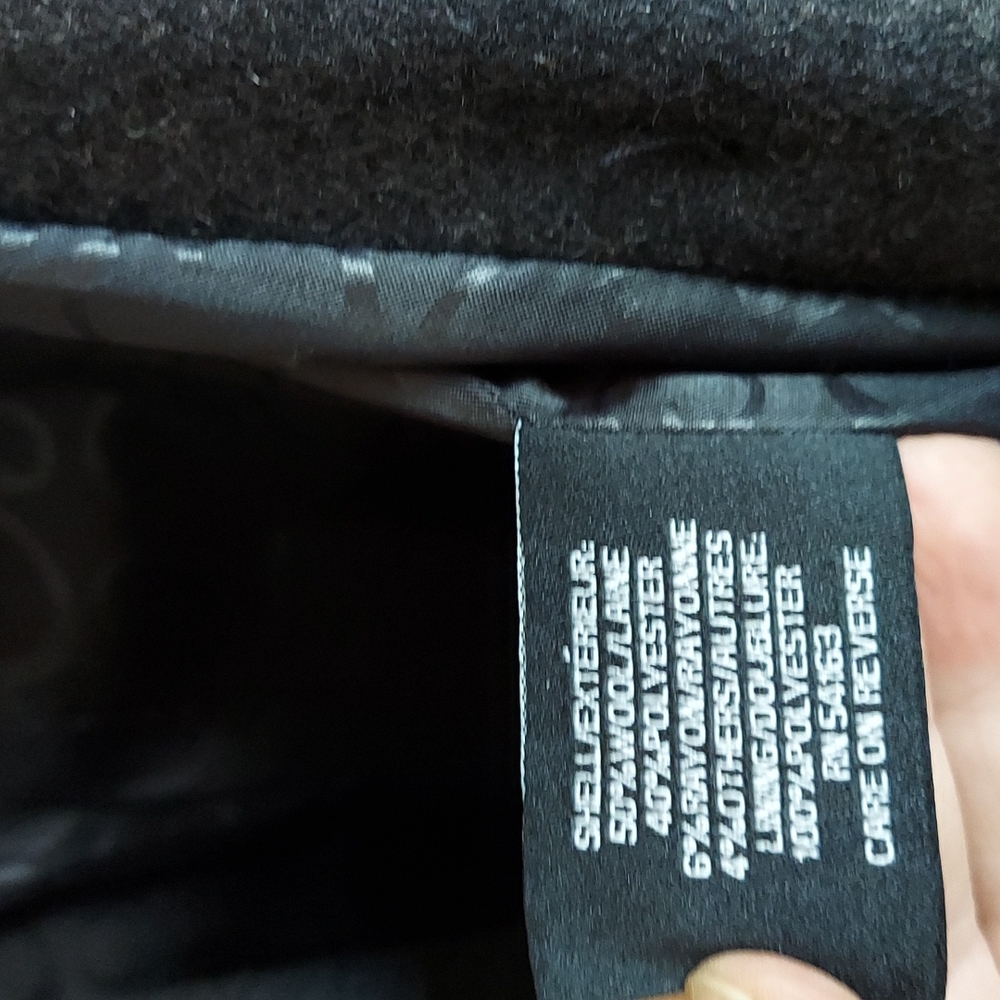 Guess Lightly Worn Ladies Size Medium Wool Coat Black/Grey Belted - Picture 8 of 13